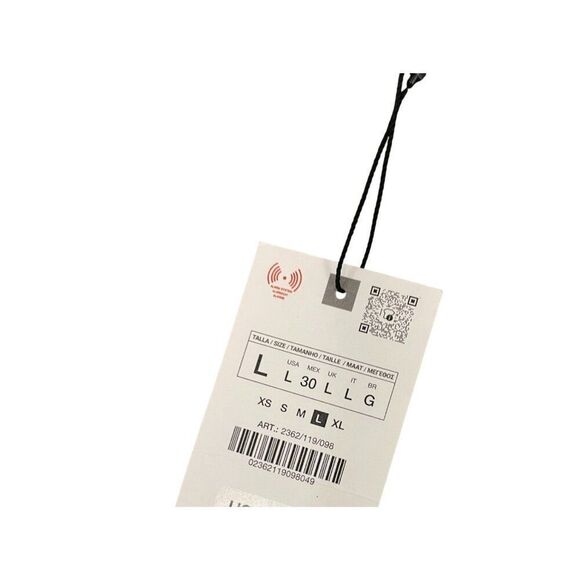 Zara Womens Midi Dress L Green Printed Satin Effect Short Sleeve 2362/119 NWT - Picture 5 of 15